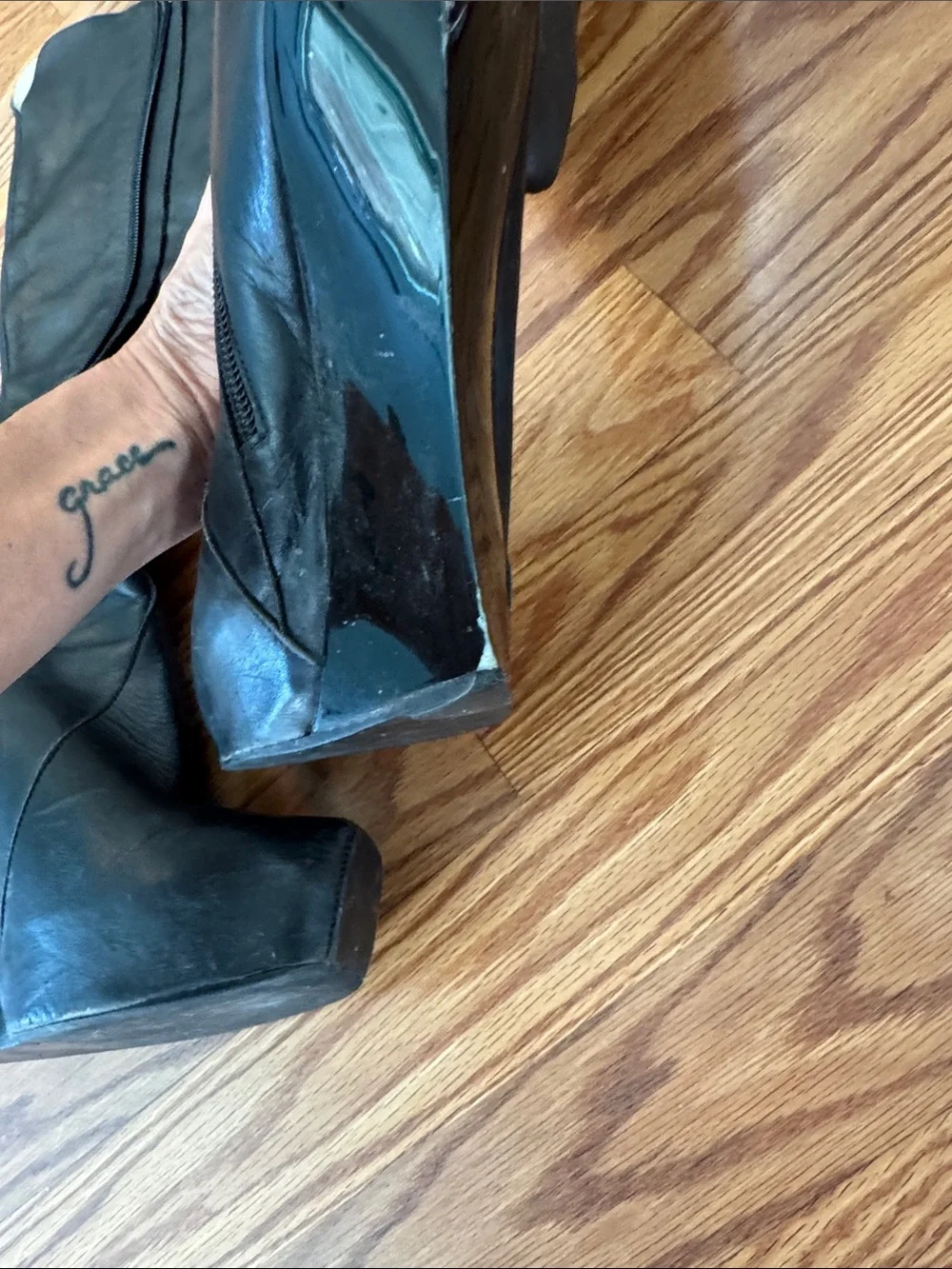John Fluevog  vampire goth. Wedge Knee-High Boots 7 cosplay